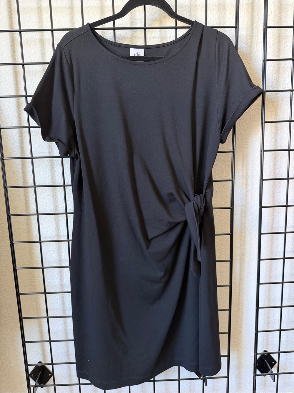 CAbi Black Side-Tie Midi Dress